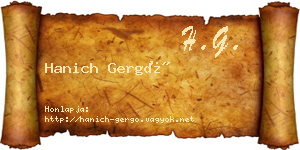 Hanich Gergő névjegykártya